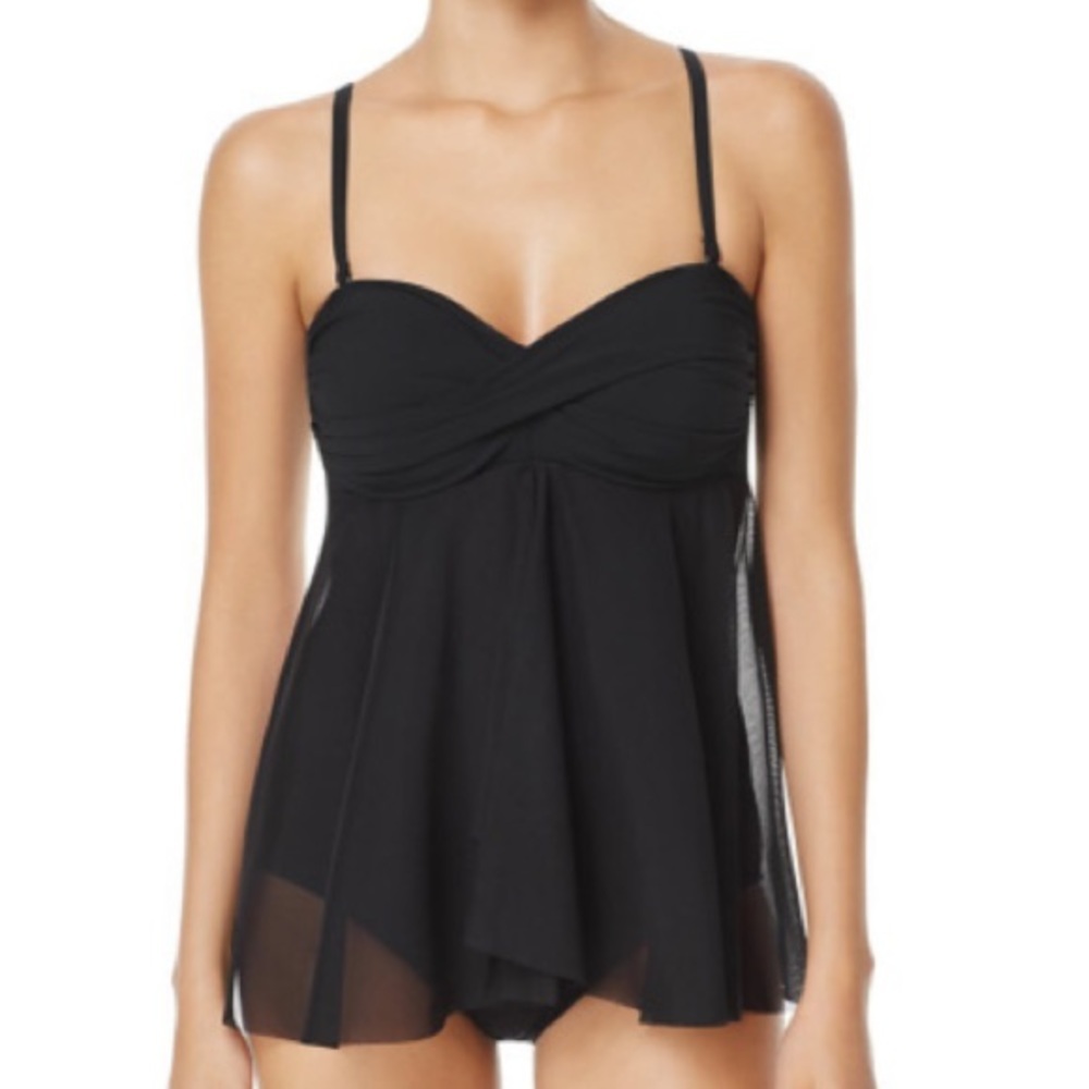 Black Sheer Overlay Teddy Swimsuit
